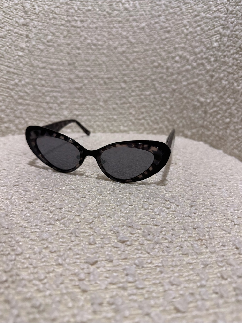 Cat-Eye Tortoiseshell Sunglasses - Black Lenses